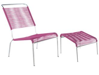 Schubiger M&ouml;bel Spaghetti-Lounger-Hochlehner + Hocker S&auml;ntis