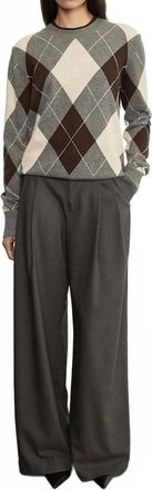 Enza Costa Knit Cashmere Argyle Sweater