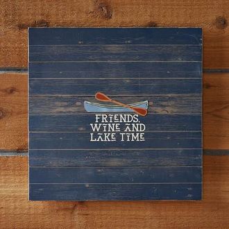 Tag Friends Wine Time Wall Art Blue Multi Wood Sign Panel at Nordstrom, Size Medium
