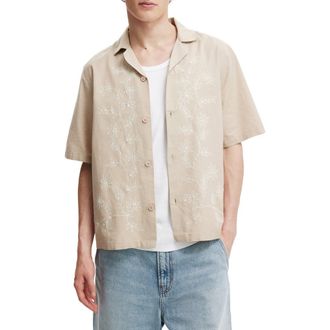 Cotton On Cabana Cotton Camp Shirt in Taupe Floral at Nordstrom Rack, Size X-Large