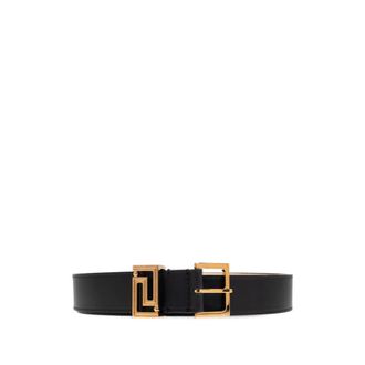 Versace Belts, female, Black, Size: 70 CM Logo Leather Belt 1.6