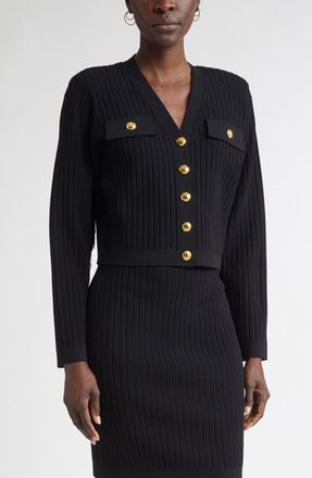 St. John Fringe Flatback Rib Jacket in Black at Nordstrom, Size X-Small