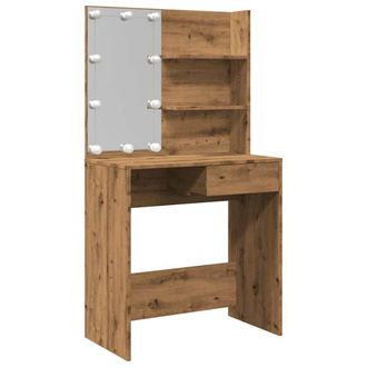 Berkfield Home Dressing Table with LED Artisan Oak 74.5x40x141 cm in Brown