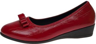 Generic Wine Womens Wedge Heel Shoes with Round Toe and Bow Accent for A Comfortable and Versatile Appearance