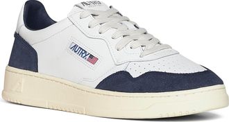Autry Mens Sneakers Medalist Low White Leather-Denim Suede Calf Leather Trainers