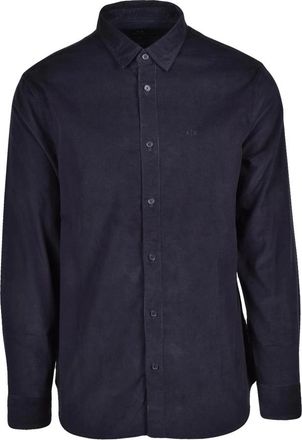 A|X Armani Exchange Regular in Velluto overhemd - Heren - Overhemden - Blauw - Maat: S Katoen