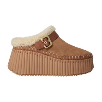 Chlo&eacute; Schoenen, Dames, Bruin, 39 EU, Leer, Nama Wedge Mule