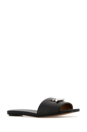 Alexander McQueen Zwarte Leren Slippers