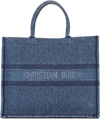 Dior Book Oblique Denim Large tote bag - Blauw