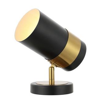 Jonathan Y Designs Astra 9.25 Modern Industrial Iron Adjustable Indoor LED Floor Spotlight, Black/Brass Gold at Nordstrom