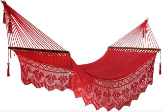 Hamac del sol Hamaca de madera nicarag&uuml;ense - rojo - 100% algod&oacute;n - 100 x 360 cm