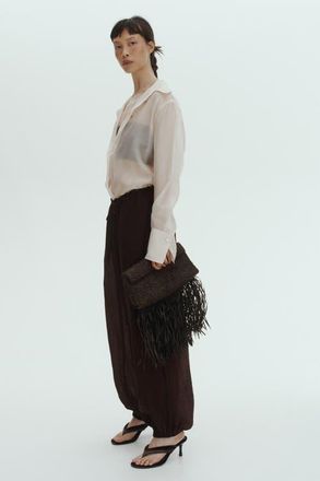 H&M Balloon Drawstring Trousers in Dark Brown at Nordstrom, Size Xx-Large