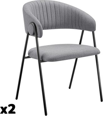 TecTake 2 sillas de comedor de tejido acolchado 60 x 58 x 85 cm gris