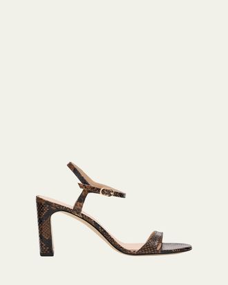 Stuart Weitzman Babette Snake-Embossed Leather Sandals