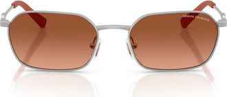 A|X Armani Exchange 54mm Irregular Sunglasses in Matte Silver /Orange Brown at Nordstrom