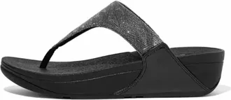 FitFlop Womens Lulu Glitz Toe-Post Sandals In All Black