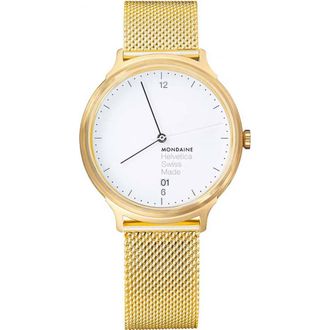 Mondaine MH1-L2211-SM Helvetica 38mm Quartz Watch in Gold