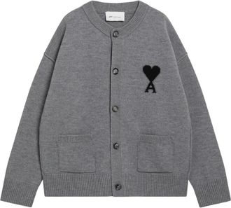 Ami Quota Crewneck Cardigan - Heren - Truien - Grijs - Maat: XL Wol