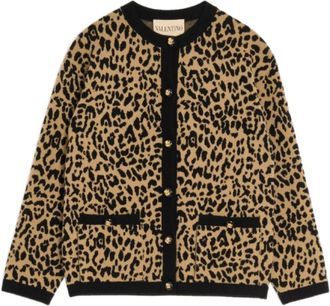 Valentino Animal-print Cardigan - female - Valentino - Cardigans - Beige - S - Knitwear