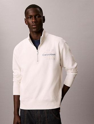 Calvin Klein Sudadera Con Cremallera De Un Cuarto Y Logo Denim