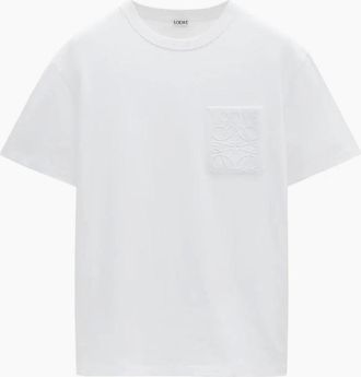 Loewe Mens LOEWE Pocket Anagram Relaxed T-Shirt White - Size: 40