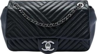 Chanel Pre-owned Vintage Quilted Shoulder Bag - Dames - Vintage Schoudertas - Zwart - ONE Size - Leer - Vintage