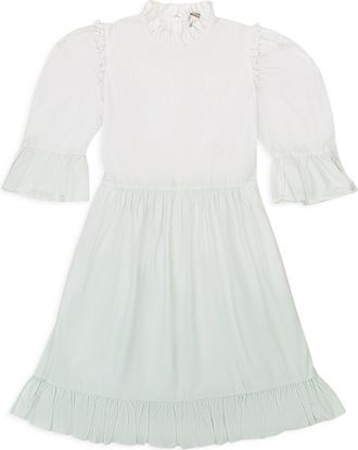 Batsheva EXCLUSIVE DIP DYE SHORT PRAIRIE WHITE GREEN DAY DRESS