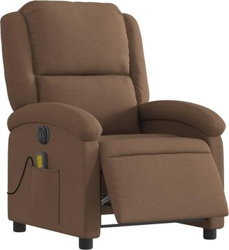vidaXL Sill&oacute;n Reclinable De Masaje El&eacute;ctrico Tela Marr&oacute;n Vidaxl