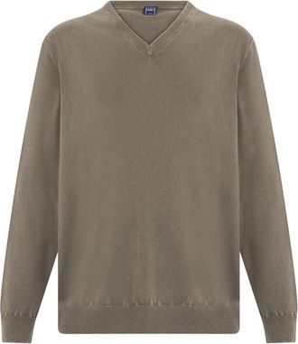 Fedeli Kasjmier trui met V-hals - Heren - V-hals truien - Beige - 6XL - Kasjmier - Truien & Vesten
