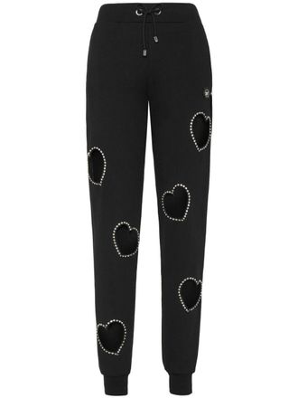 Philipp Plein heart cut-out track pants - Black