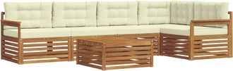 vidaXL Conjunto De Sof&aacute;s De Exterior 6 Uds. Natural Y Crema Vidaxl