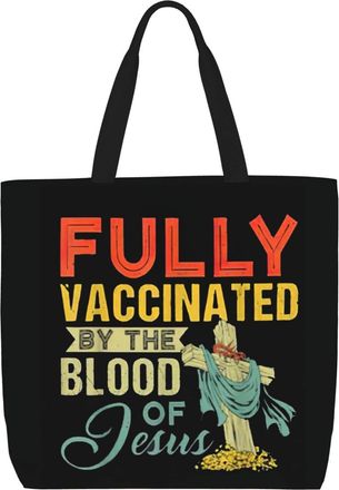 Generic Women Handbag Fully Vaccinated By The Blood Of Jesus Women Tote Bag Print Fashion Crossbody Bags, For Swim, Christmas, Holiday, Birthday, Graduation