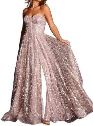 Jovani Fit And Flare Sweetheart Neckline Dress In Mauve