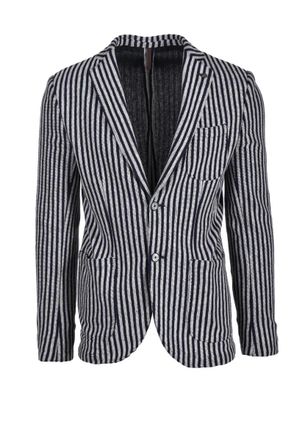 Laboratori Italiani Tailored Blue and Beige Striped Jacket