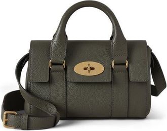 Mulberry Mini Bayswater Grained Leather Handbag in Juniper Green at Nordstrom