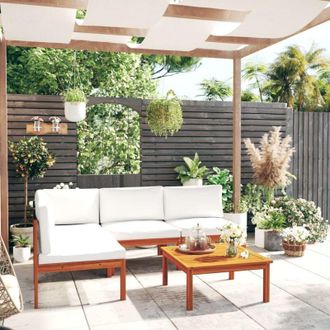 vidaXL Vidaxl - Set da giardino 5 pezzi con cuscini crema 63x63 cm