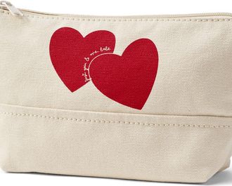 Lands End Zipper Canvas Pouch in You And Me Hearts/red at Nordstrom
