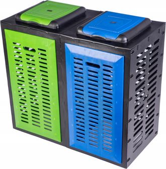 OEM Contenedor De Residuos Abierto Y Modular Para Bolsas De Basura, 2 Unidades, Azul Verdoso