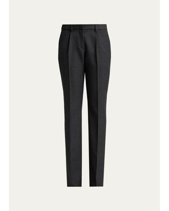 Balenciaga Micro-Houndstooth Wool-Blend Slim-Fit Pants