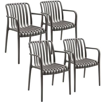 TecTake Garden Chairs Alcudia in Dark Grey | Size: 4 Person