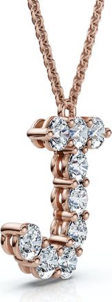 Pompeii3 1Ct Diamond Initial J Pendant 14k Gold 18 Necklace Lab Grown 5/8 Tall