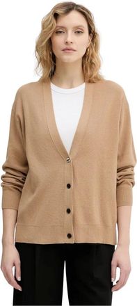 Karl Lagerfeld Truien & Vesten, Dames, Beige, S, Katoen, Ikon Cardigan
