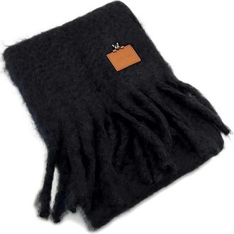 Loewe Sjaal met franje - Zwart