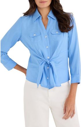 Nic+Zoe Iconic Tie Front Button-Up Shirt in French Blue at Nordstrom, Size Xx-Large