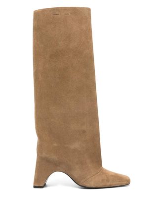 Coperni square-toe heeled knee-high boots - Brown