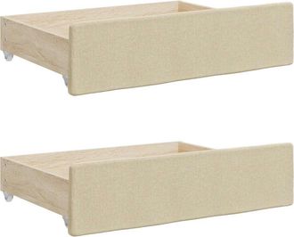 vidaXL Cajones De Cama 2 Uds Madera De Ingenier&iacute;a Y Tela Color Crema Vidaxl