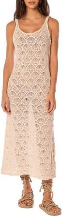 Maaji Wavy Shell Quartz Crochet Cover-Up Dress in Beige Overflow at Nordstrom, Size Medium