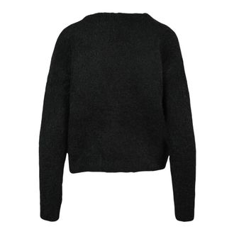 Patrizia Pepe Maglia con scollo sul retro - Dames - Ronde hals truien - Zwart - M - Wol - Truien & Vesten