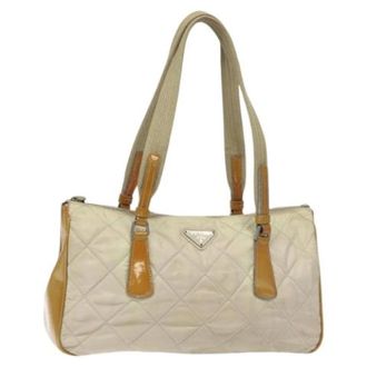 Prada Pre-owned Nylon prada-bags - Dames - Vintage Schoudertas - Beige - ONE Size - Nylon - Vintage