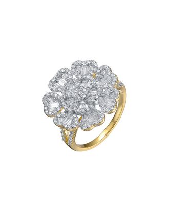 Genevive 14K Over Silver Cz Statement Ring